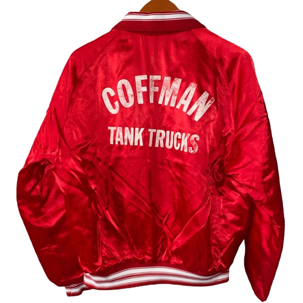 Vintage Red Satin Bomber Jacket Large